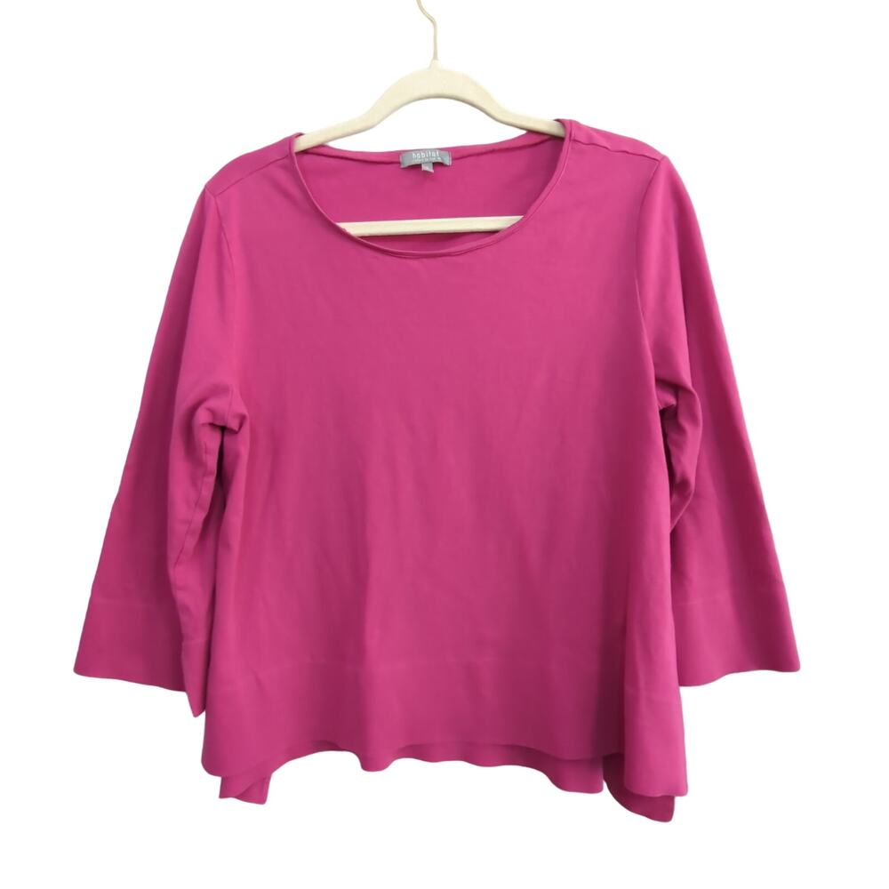 Habitat Clothes to Live‎ In Top Womens Small Pink 3/4 Sleeve Cotton